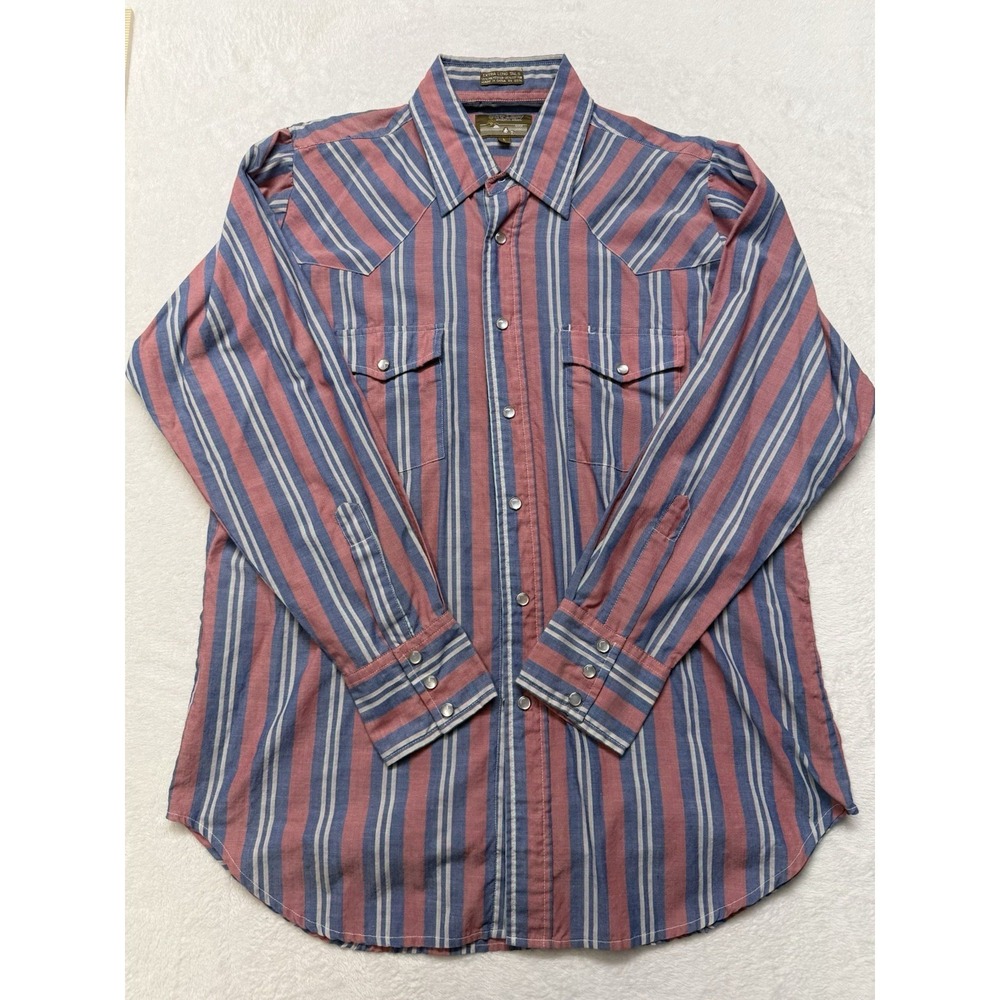 Vintage Outlaw Western Wear Pearl Snap Extra Long Tails Long Sleeve Shirt LRG